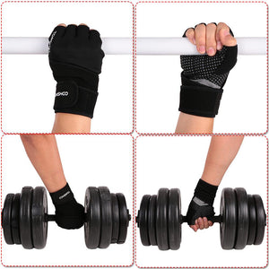 Gym Gloves With Wrist Support - For Body Building Sports, Fitness, Weight-lifting - FitPug.com