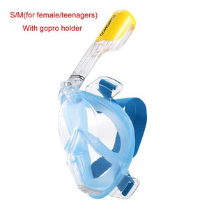 Full Face Diving Mask Set - Scuba Diving - Anti Fog Snorkel Mask with GoPro Camera Mount - FitPug.com