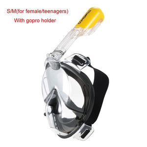 Full Face Diving Mask Set - Scuba Diving - Anti Fog Snorkel Mask with GoPro Camera Mount - FitPug.com