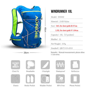 10L Marathon Hydration Backpack - 2L Water Bag - FitPug.com