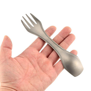 Outdoor/Camping - Titanium Spoon/Fork with a Cutter - FitPug.com