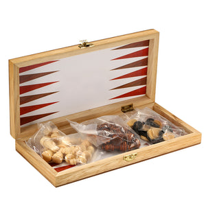 Wooden Foldable Chess & Backgammon Set - FitPug.com