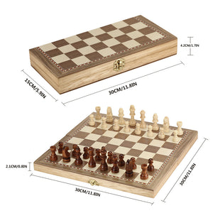 Wooden Foldable Chess & Backgammon Set - FitPug.com