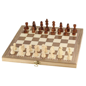 Wooden Foldable Chess & Backgammon Set - FitPug.com