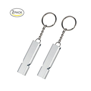 Emergency Whistle 2 Piece Set - Aluminum Alloy Keychain - FitPug.com