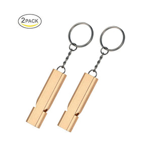 Emergency Whistle 2 Piece Set - Aluminum Alloy Keychain - FitPug.com