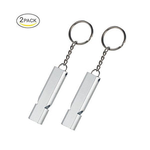 Emergency Whistle 2 Piece Set - Aluminum Alloy Keychain - FitPug.com