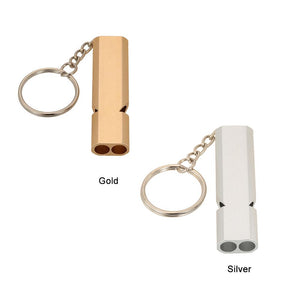 Emergency Whistle 2 Piece Set - Aluminum Alloy Keychain - FitPug.com