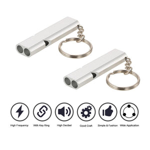 Emergency Whistle 2 Piece Set - Aluminum Alloy Keychain - FitPug.com