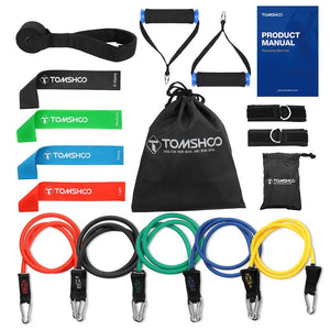 17 Piece Resistance Bands Set - Fitness, Cross-ft & Yoga Exercise Equipment, with a Bag - FitPug.com