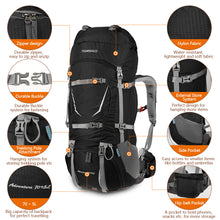 70+5L Outdoor Backpack with Rain Cover - FitPug.com