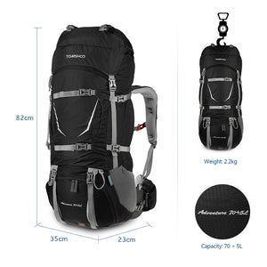 70+5L Outdoor Backpack with Rain Cover - FitPug.com