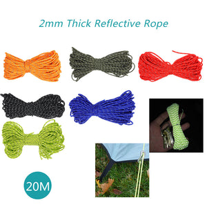 20m Multifunctional Reflective Paracord Rope - 2mm 1 Strand - FitPug.com