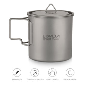 Ultralight Titanium Pot/Mug with a Foldable Handle - FitPug.com