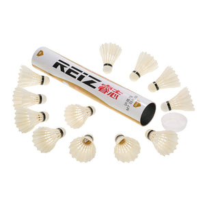 12 Badminton Duck Feather Shuttlecocks Set with a Storage Tube - FitPug.com