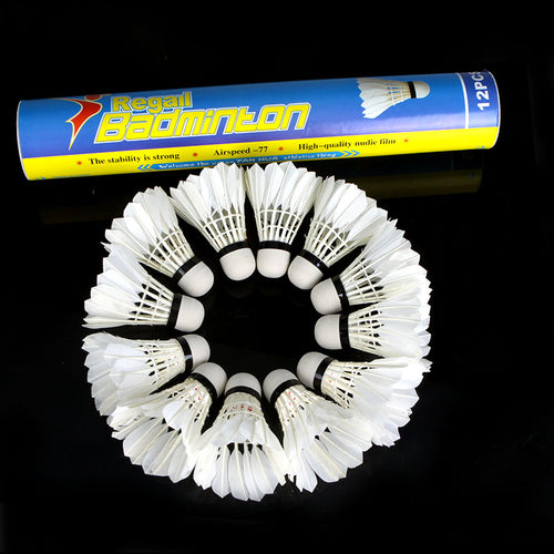 12 Badminton Shuttlecocks White Teal Feather - FitPug.com