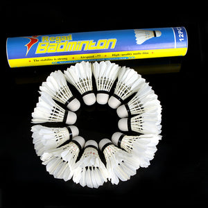 12 Badminton Shuttlecocks White Teal Feather - FitPug.com